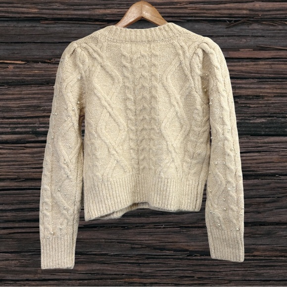 Sadie & Sage Cream Cable Knit Crew Neck Sweater - Picture 2 of 4